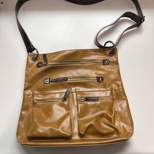 Shiraleah Tan and Black Satchel with Glossy Finish